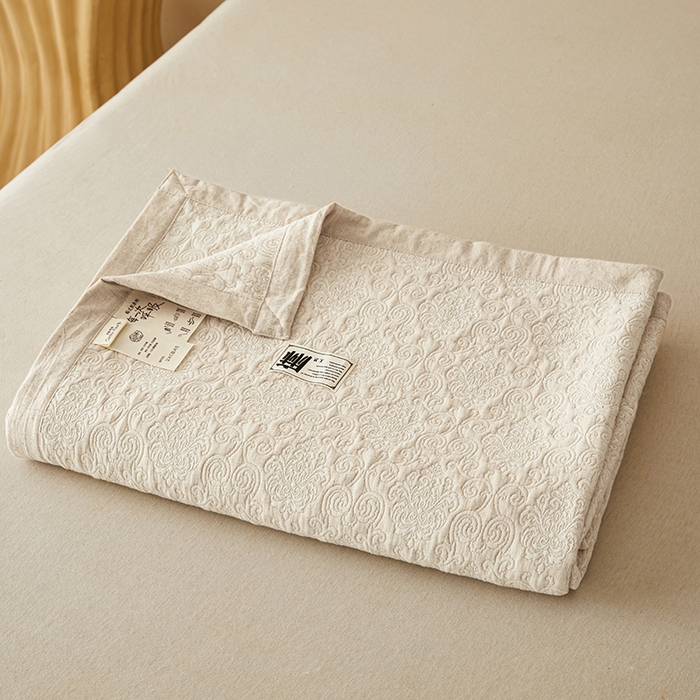 91家纺网 家纺一手货源 找家纺 桂雅居 2025新款棉麻三层纱加厚床盖三件套 （会员减10，最低控价券后298） 云上