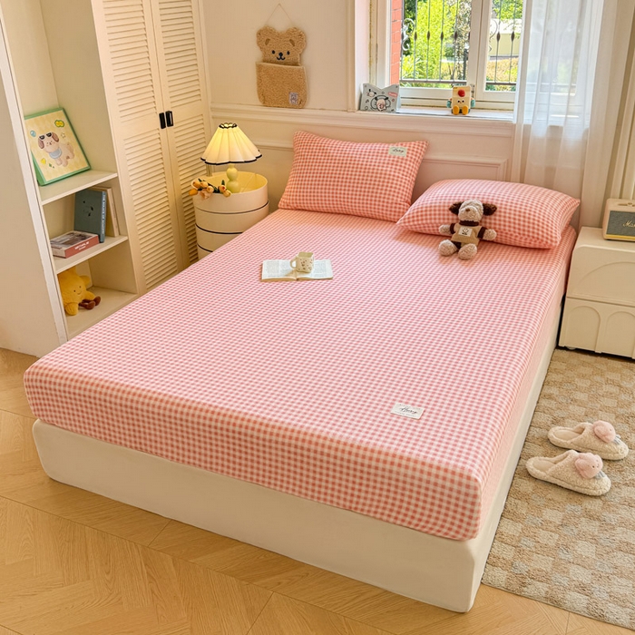 91家纺网 家纺一手货源 找家纺 贝扬思家纺 2025新款牛奶绒纯色单床笠-home系列 Home-粉格