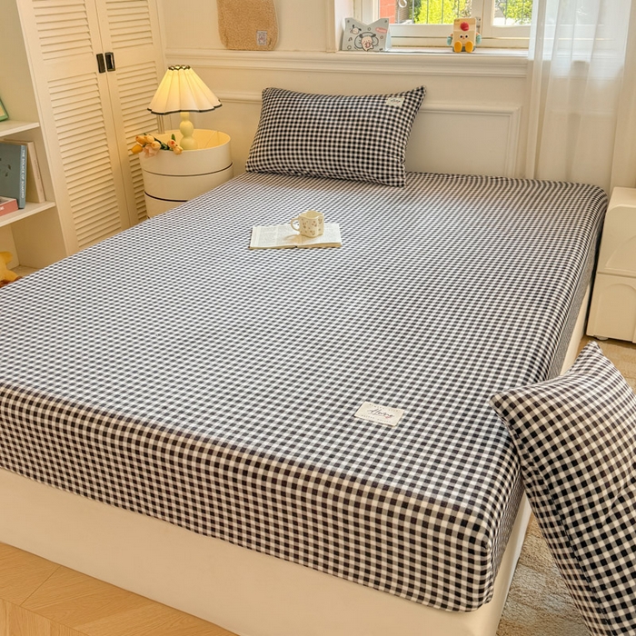 91家纺网 家纺一手货源 找家纺 贝扬思家纺 2025新款牛奶绒纯色单床笠-home系列 Home-黑格