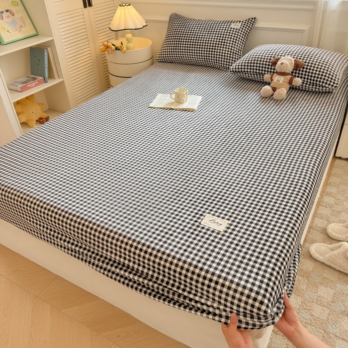 91家纺网 家纺一手货源 找家纺 贝扬思家纺 2025新款牛奶绒纯色单床笠-home系列 Home-黑格