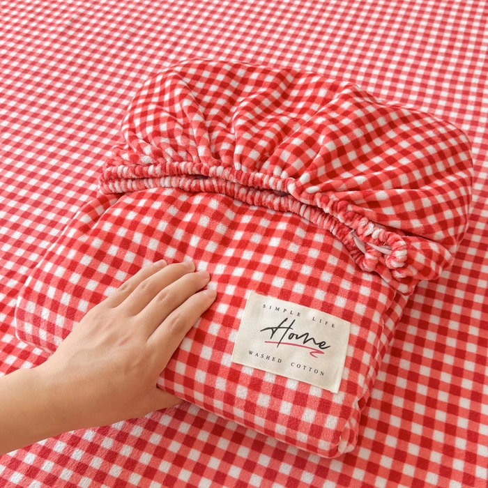 贝扬思家纺 2025新款牛奶绒纯色单床笠-home系列 Home-红格