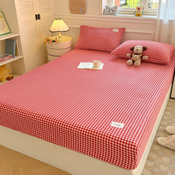 91家纺网 家纺一手货源 找家纺 贝扬思家纺 2025新款牛奶绒纯色单床笠-home系列 Home-红格