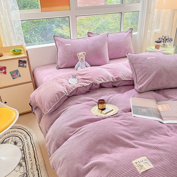 91家纺网 家纺一手货源 找家纺 （总）宜代光年 2025新款立体华夫格贝壳针系列四件套