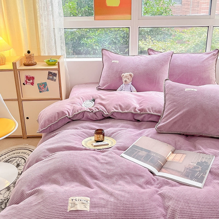 91家纺网 家纺一手货源 找家纺 （总）宜代光年 2025新款立体华夫格贝壳针系列四件套