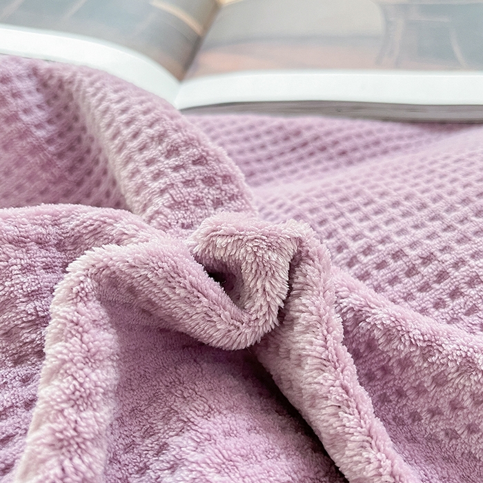 91家纺网 家纺一手货源 找家纺 宜代光年 2025新款立体华夫格贝壳针系列四件套 华夫格-浅紫