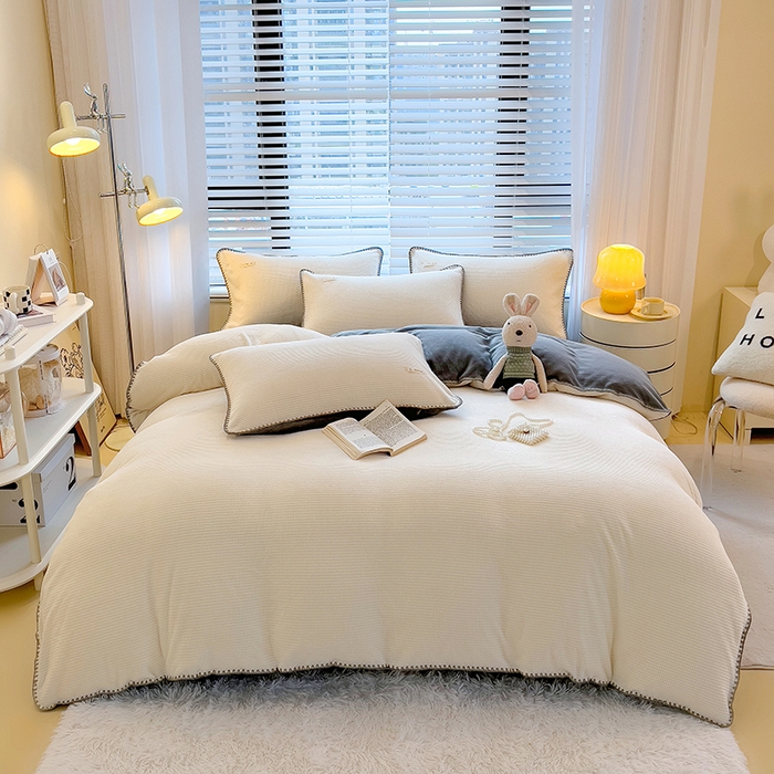 宜代光年 2025新款立体华夫格贝壳针系列四件套 华夫格-白