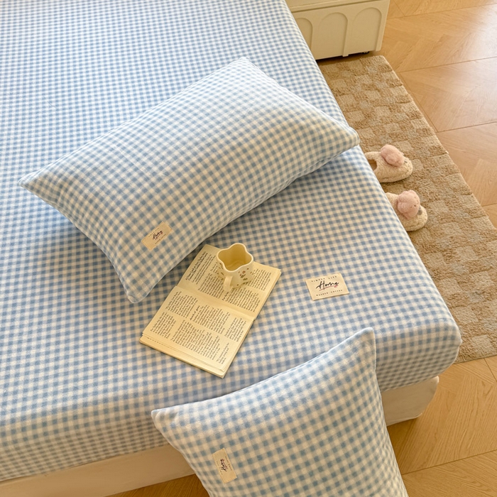 91家纺网 家纺一手货源 找家纺 贝扬思家纺 2025新款牛奶绒纯色单床笠-home系列 Home-蓝格