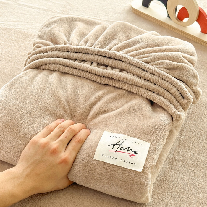 贝扬思家纺 2025新款牛奶绒纯色单床笠-home系列 Home-土咖