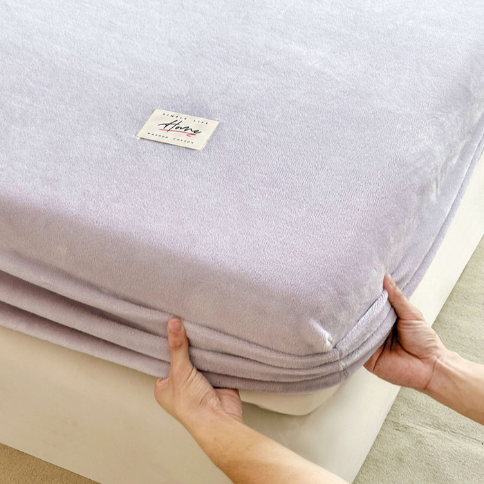 91家纺网 家纺一手货源 找家纺 贝扬思家纺 2025新款牛奶绒纯色单床笠-home系列 Home-香芋紫