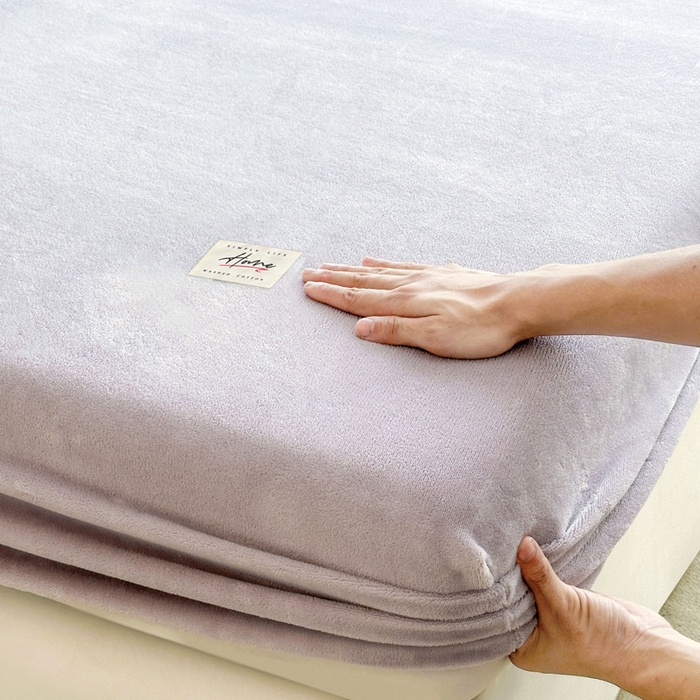 91家纺网 家纺一手货源 找家纺 贝扬思家纺 2025新款牛奶绒纯色单床笠-home系列 Home-香芋紫