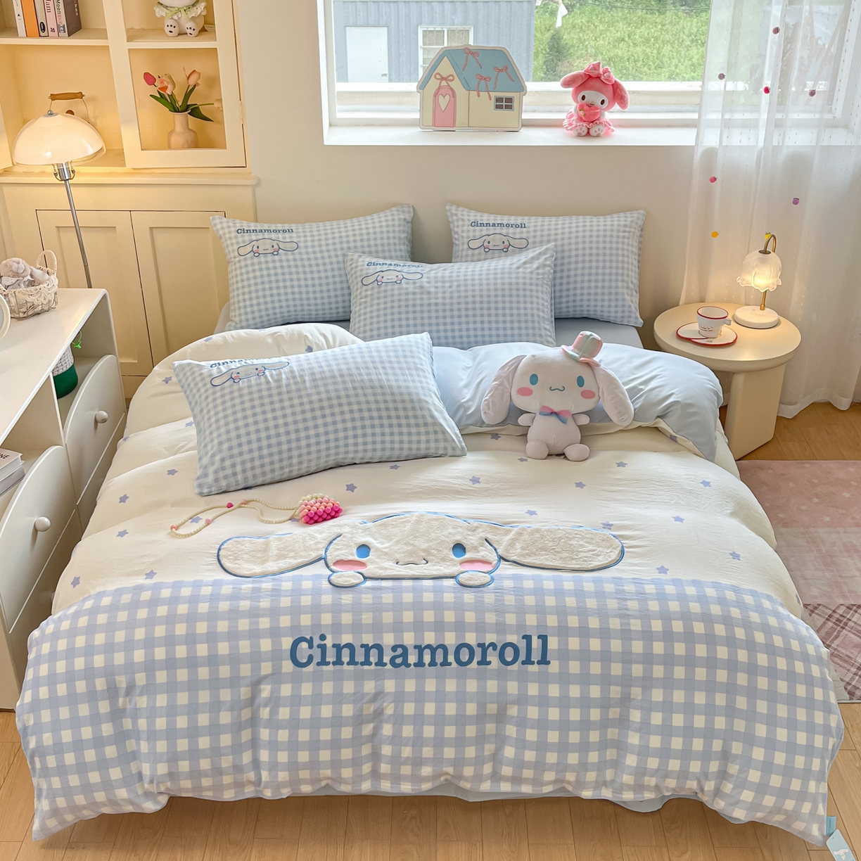 金爱家 2025新款A类三丽鸥正版授权云柔水洗棉兔毛贴布绣刺绣软糯系列四件套 云柔水洗棉-贴布绣你好大耳狗