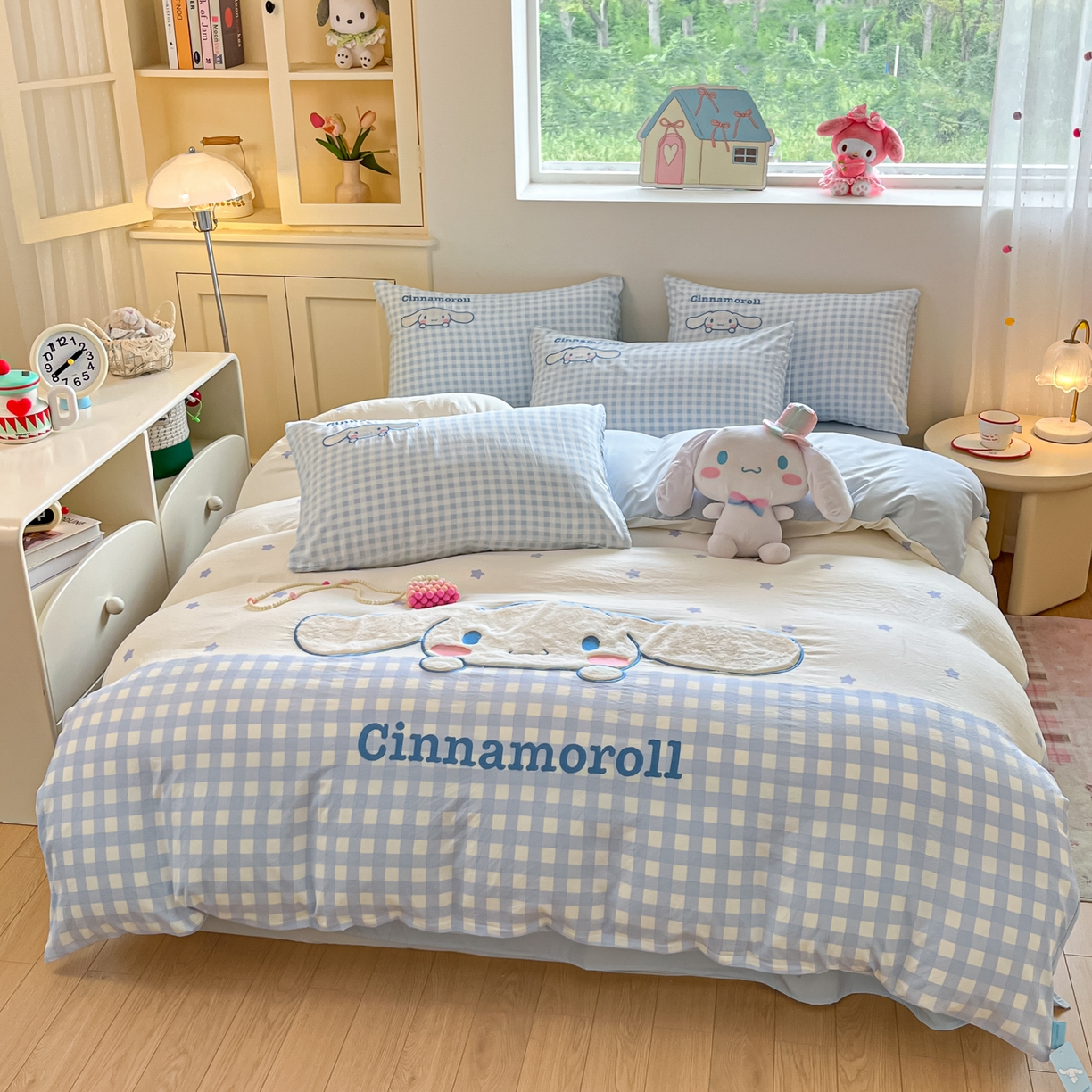 91家纺网 家纺一手货源 找家纺 金爱家 2025新款A类三丽鸥正版授权云柔水洗棉兔毛贴布绣刺绣软糯系列四件套 云柔水洗棉-贴布绣你好大耳狗