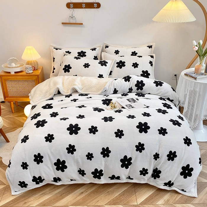 91家纺网 家纺一手货源 找家纺 宜代光年 2025新款雕花印花暖羊绒系列四件套 暖羊绒-小香风