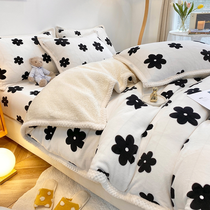 91家纺网 家纺一手货源 找家纺 宜代光年 2025新款雕花印花暖羊绒系列四件套 暖羊绒-小香风