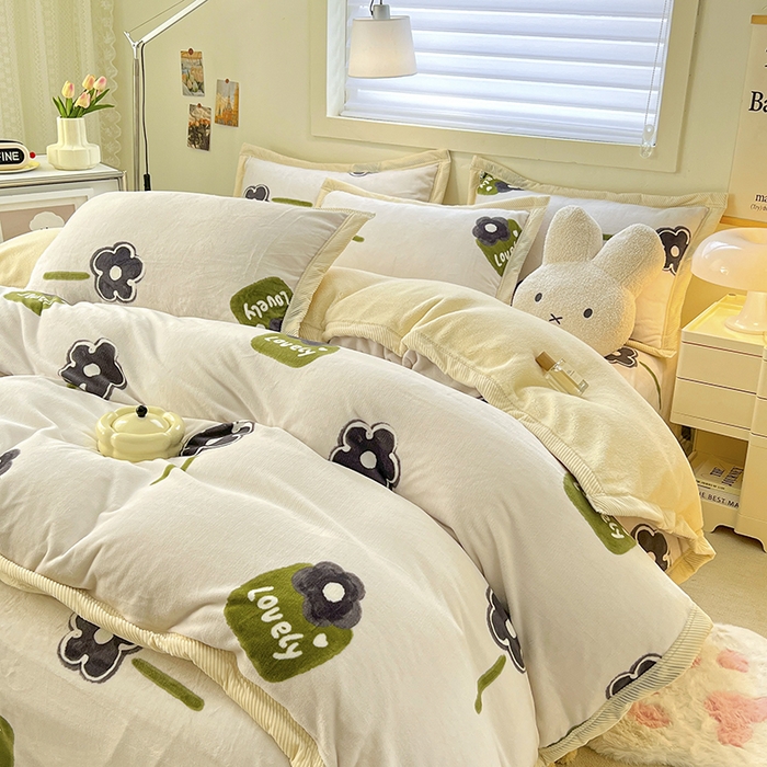 91家纺网 家纺一手货源 找家纺 宜代光年 2025新款雕花印花暖羊绒系列四件套 暖羊绒-五叶花