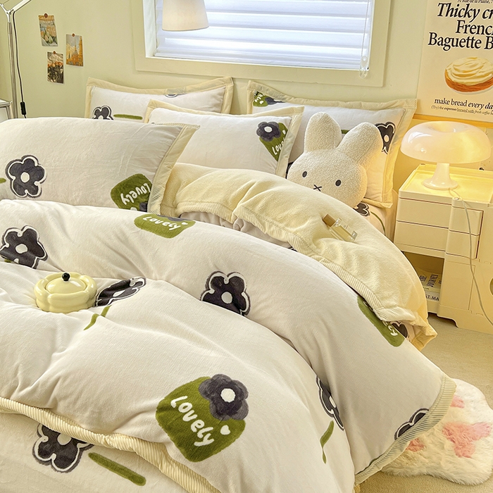 91家纺网 家纺一手货源 找家纺 宜代光年 2025新款雕花印花暖羊绒系列四件套 暖羊绒-五叶花