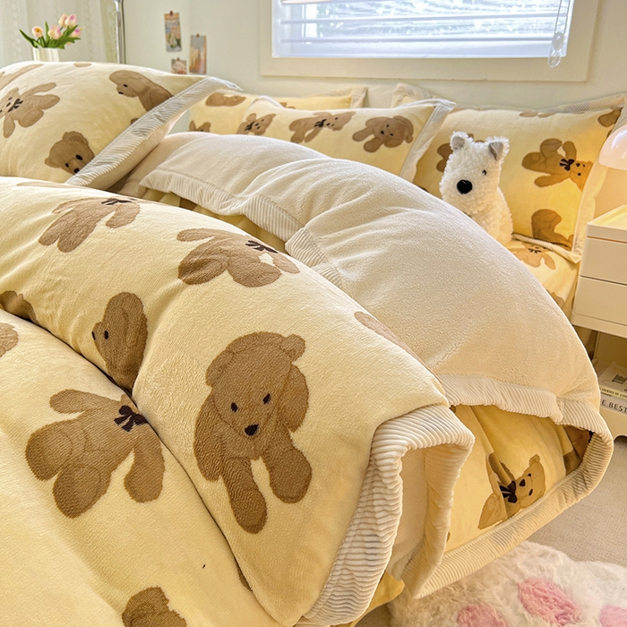 宜代光年 2025新款雕花印花暖羊绒系列四件套 暖羊绒-吉米白