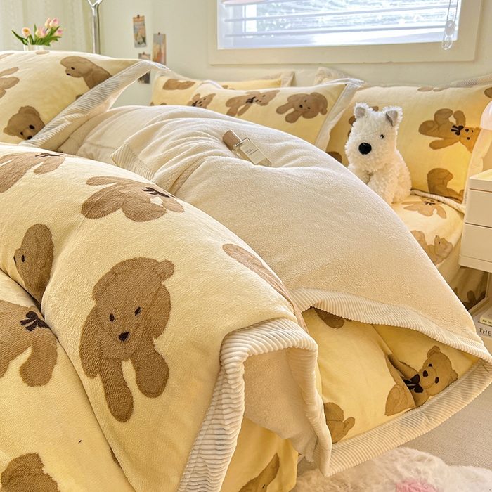 91家纺网 家纺一手货源 找家纺 宜代光年 2025新款雕花印花暖羊绒系列四件套 暖羊绒-吉米白