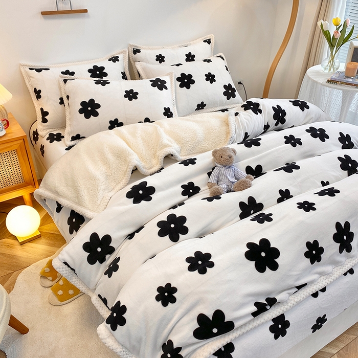 91家纺网 家纺一手货源 找家纺 宜代光年 2025新款雕花印花暖羊绒系列四件套 暖羊绒-小香风