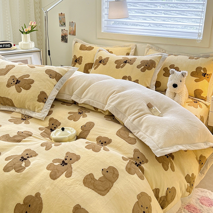 91家纺网 家纺一手货源 找家纺 宜代光年 2025新款雕花印花暖羊绒系列四件套 暖羊绒-吉米白