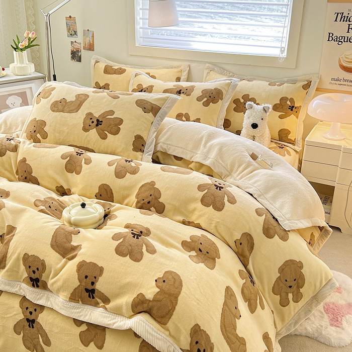 91家纺网 家纺一手货源 找家纺 宜代光年 2025新款雕花印花暖羊绒系列四件套 暖羊绒-吉米白