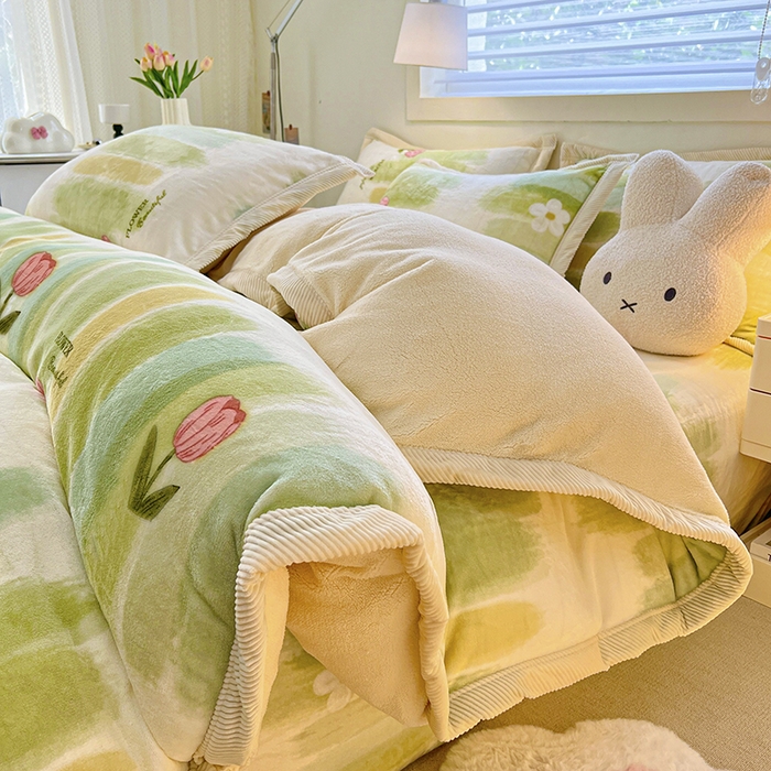 91家纺网 家纺一手货源 找家纺 宜代光年 2025新款雕花印花暖羊绒系列四件套 暖羊绒-云境