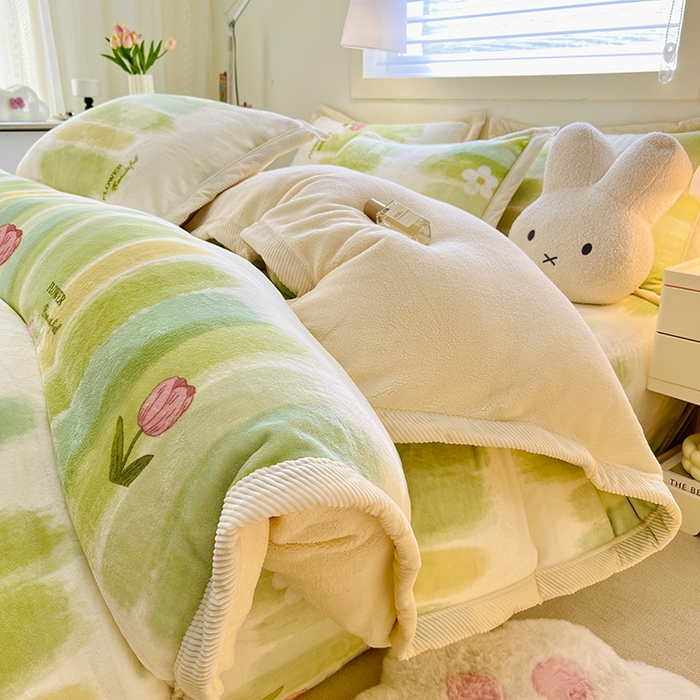 91家纺网 家纺一手货源 找家纺 宜代光年 2025新款雕花印花暖羊绒系列四件套 暖羊绒-云境