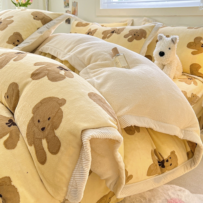 91家纺网 家纺一手货源 找家纺 宜代光年 2025新款雕花印花暖羊绒系列四件套 暖羊绒-吉米白