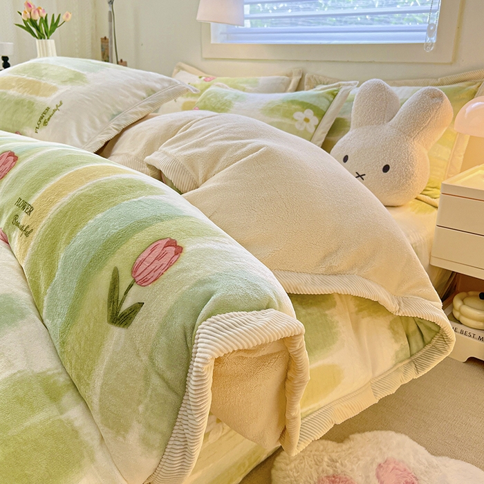 宜代光年 2025新款雕花印花暖羊绒系列四件套 暖羊绒-云境