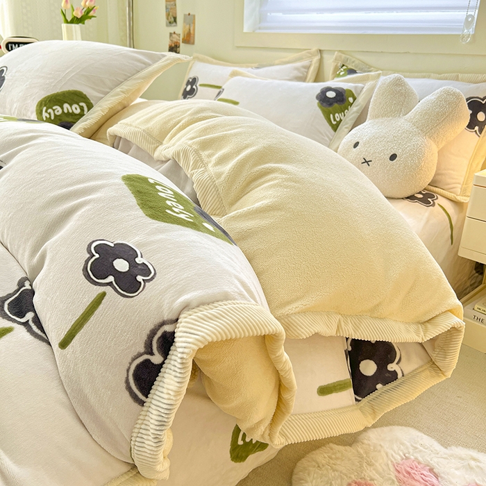 91家纺网 家纺一手货源 找家纺 宜代光年 2025新款雕花印花暖羊绒系列四件套 暖羊绒-五叶花