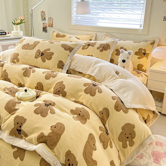 91家纺网 家纺一手货源 找家纺 宜代光年 2025新款雕花印花暖羊绒系列四件套 暖羊绒-吉米白