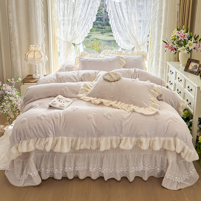 91家纺网 家纺一手货源 找家纺 （总）宜凡家纺 2025新款兔绒提花牛奶绒夹棉床盖四件套