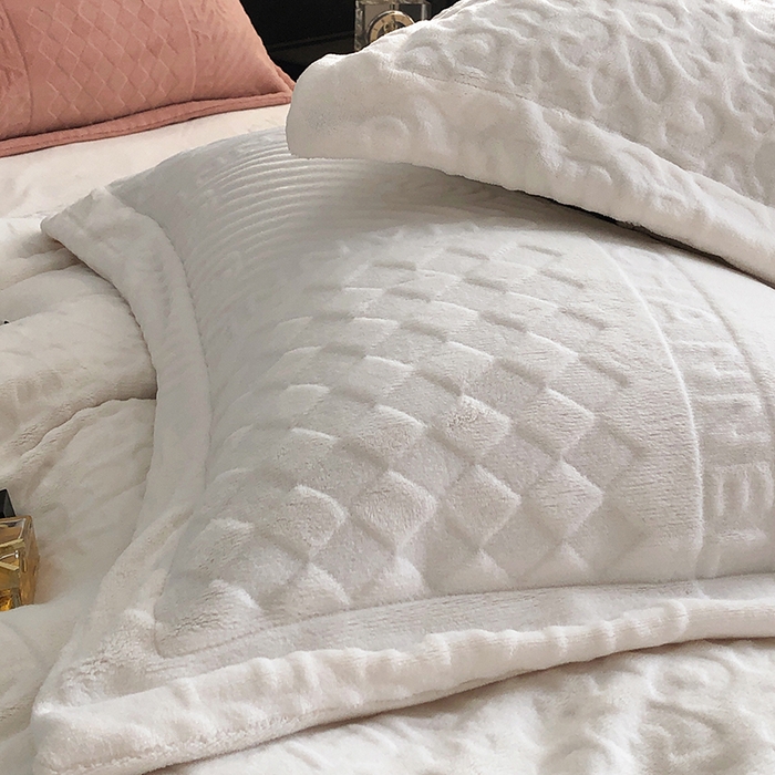 91家纺网 家纺一手货源 找家纺 宜代光年 2025新款德绒260克牛奶绒织带系列四件套 伊卡洛斯-米月白