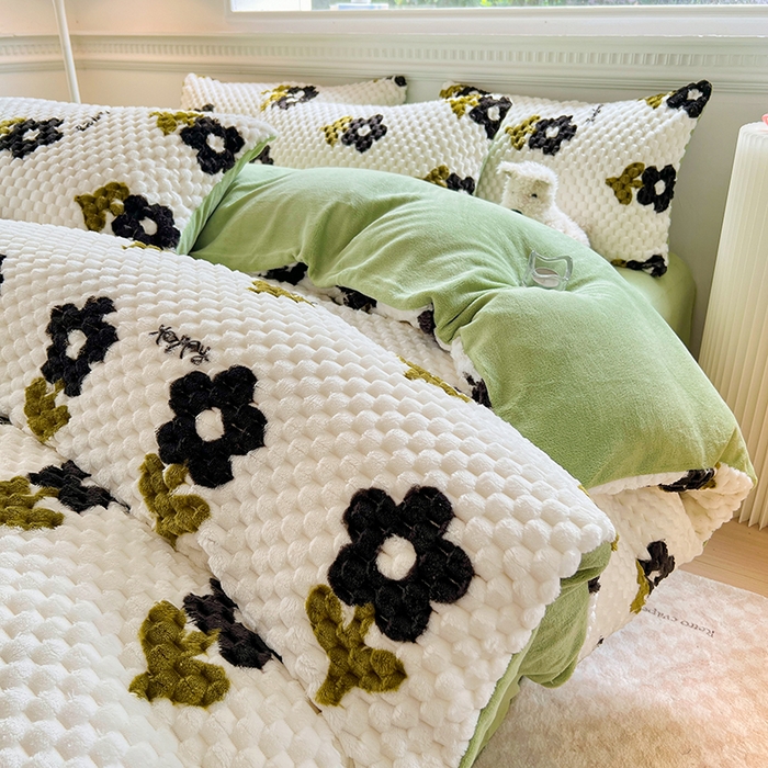 91家纺网 家纺一手货源 找家纺 （总）宜代光年 2025新款大豆绒提花系列四件套（提供买家秀）-印花款