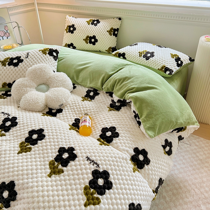 91家纺网 家纺一手货源 找家纺 （总）宜代光年 2025新款大豆绒提花系列四件套（提供买家秀）-印花款