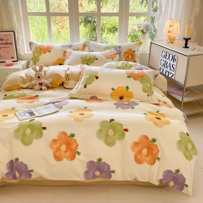 91家纺网 家纺一手货源 找家纺 仔仔熊 2025新款磨毛四件套系列 春涧