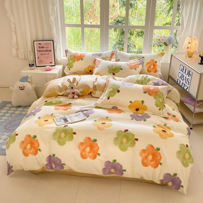 91家纺网 家纺一手货源 找家纺 仔仔熊 2025新款磨毛四件套系列 春涧