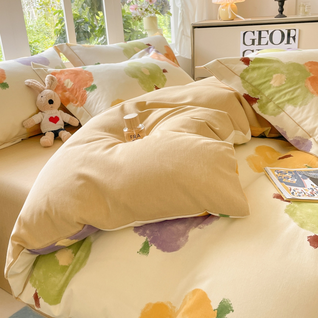 91家纺网 家纺一手货源 找家纺 仔仔熊 2025新款磨毛四件套系列 春涧