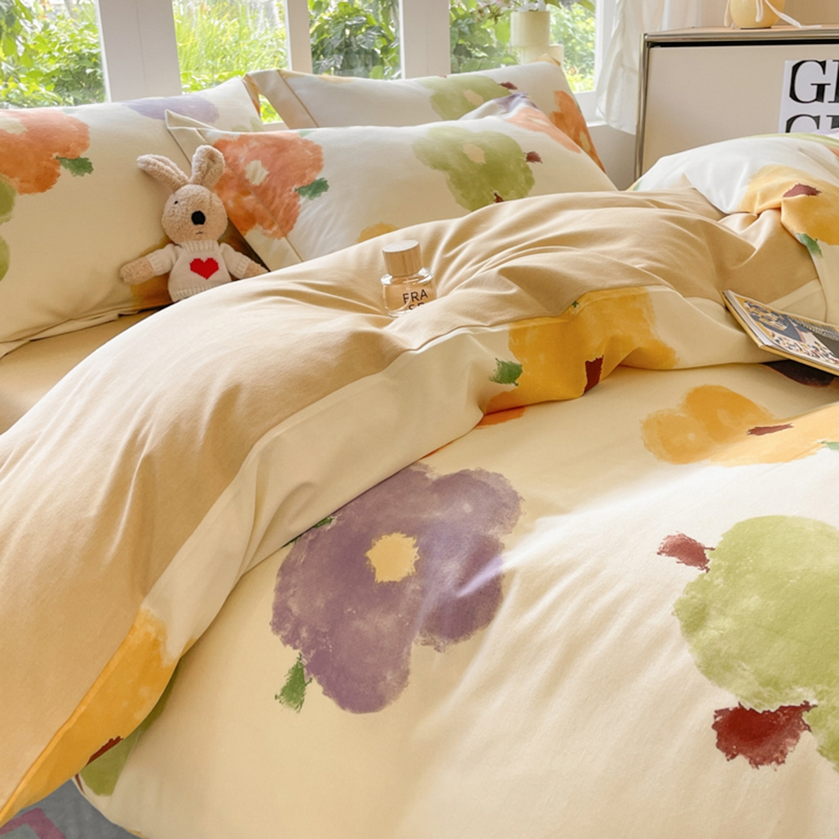 91家纺网 家纺一手货源 找家纺 仔仔熊 2025新款磨毛四件套系列 春涧