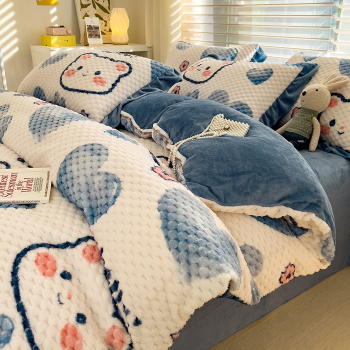 91家纺网 家纺一手货源 找家纺 （总）宜代光年 2025新款大豆绒提花系列四件套（提供买家秀）-印花款