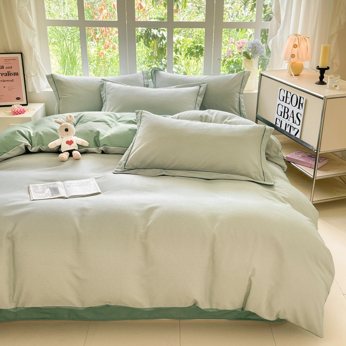 91家纺网 家纺一手货源 找家纺 仔仔熊 2025新款磨毛四件套系列 松息细纹