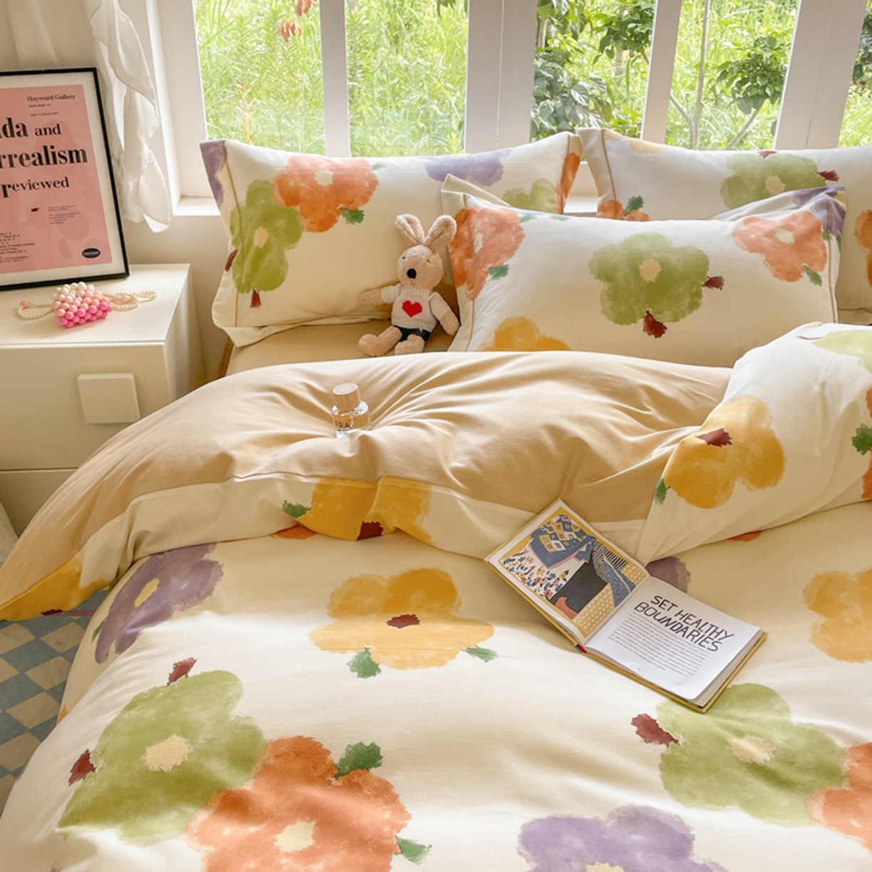 91家纺网 家纺一手货源 找家纺 仔仔熊 2025新款磨毛四件套系列 春涧