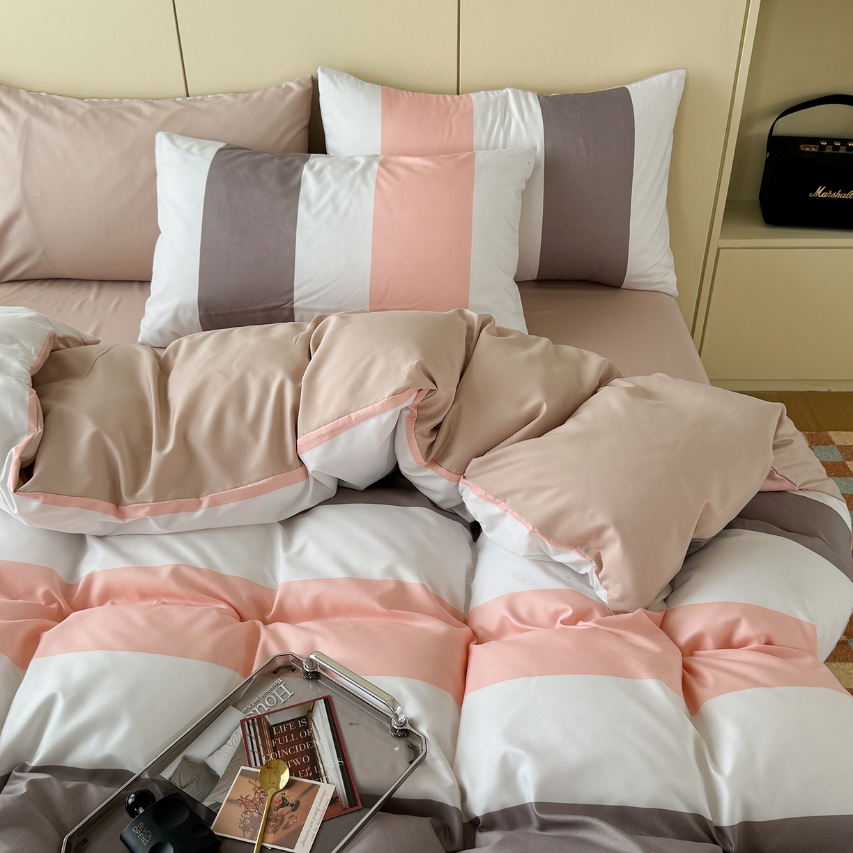 91家纺网 家纺一手货源 找家纺 （总）十一家居 2025年秋冬新款A类亲肤云朵水洗棉无印风四件套-叙境系列