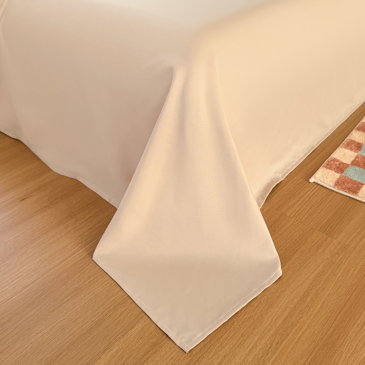 91家纺网 家纺一手货源 找家纺 十一家居 2025年秋冬新款A类亲肤云朵水洗棉无印风四件套-叙境系列 粉咖小格+粉玉