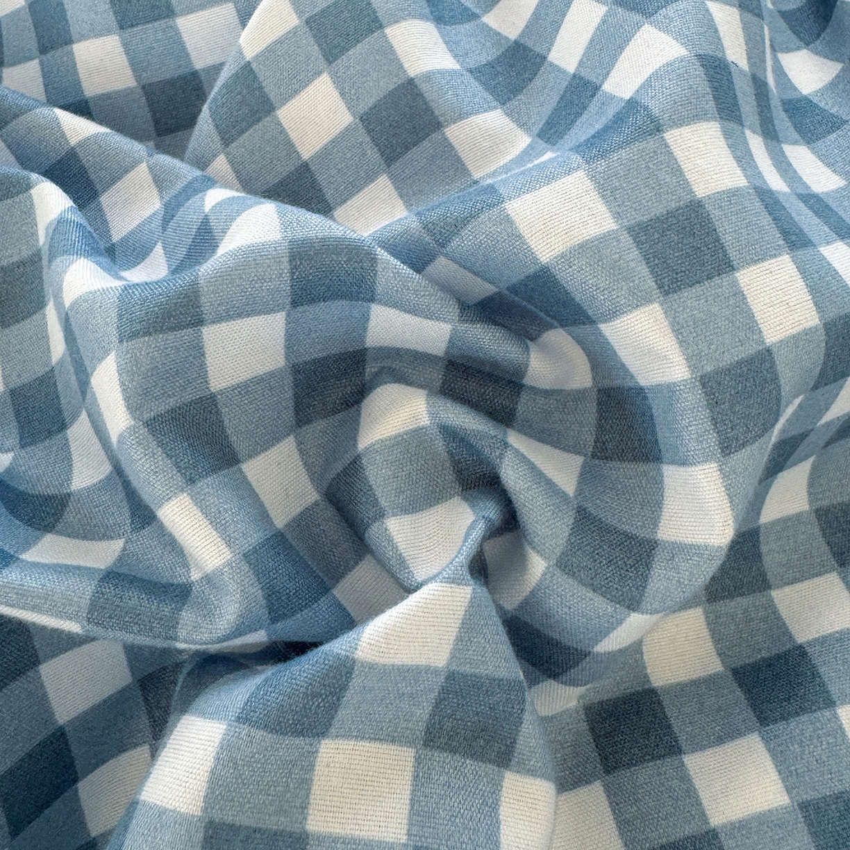 91家纺网 家纺一手货源 找家纺 十一家居 2025年秋冬新款A类亲肤云朵水洗棉无印风四件套-叙境系列 蓝小格+海青蓝