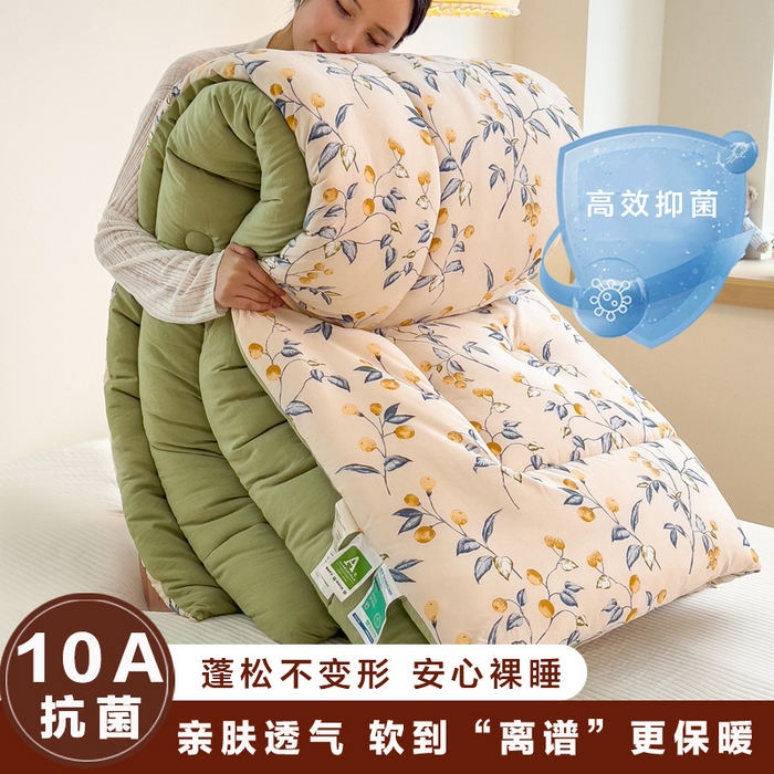 宝士康家纺 2025新品10A抗菌双层纱冬被被子被芯 金桔