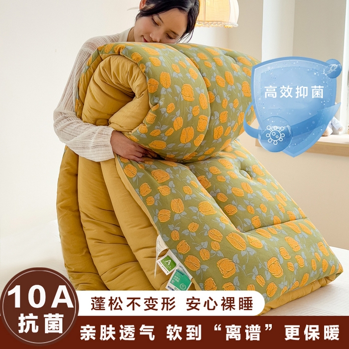 91家纺网 家纺一手货源 找家纺 宝士康家纺 2025新品10A抗菌双层纱冬被被子被芯 郁金香
