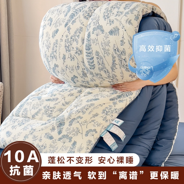 91家纺网 家纺一手货源 找家纺 宝士康家纺 2025新品10A抗菌双层纱冬被被子被芯 青花瓷