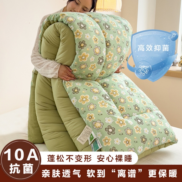91家纺网 家纺一手货源 找家纺 宝士康家纺 2025新品10A抗菌双层纱冬被被子被芯 花开半夏