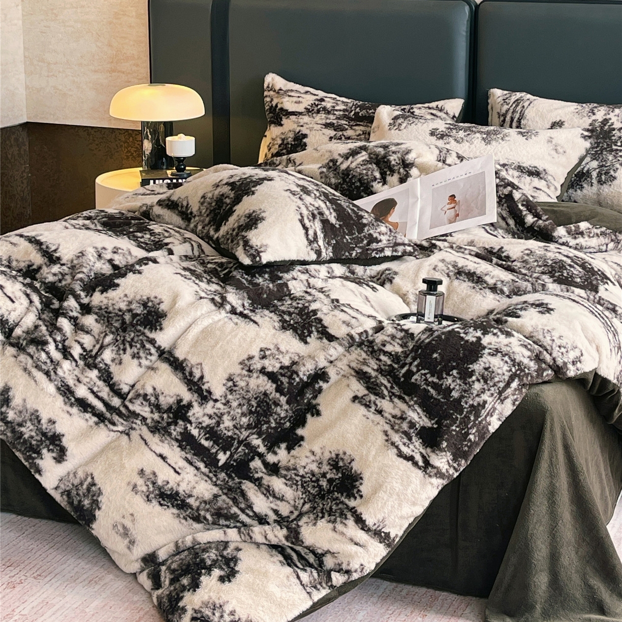 91家纺网 家纺一手货源 找家纺 （总）佰亿莱 2025新款印花兔毛绒双面锁温暖绒四件套